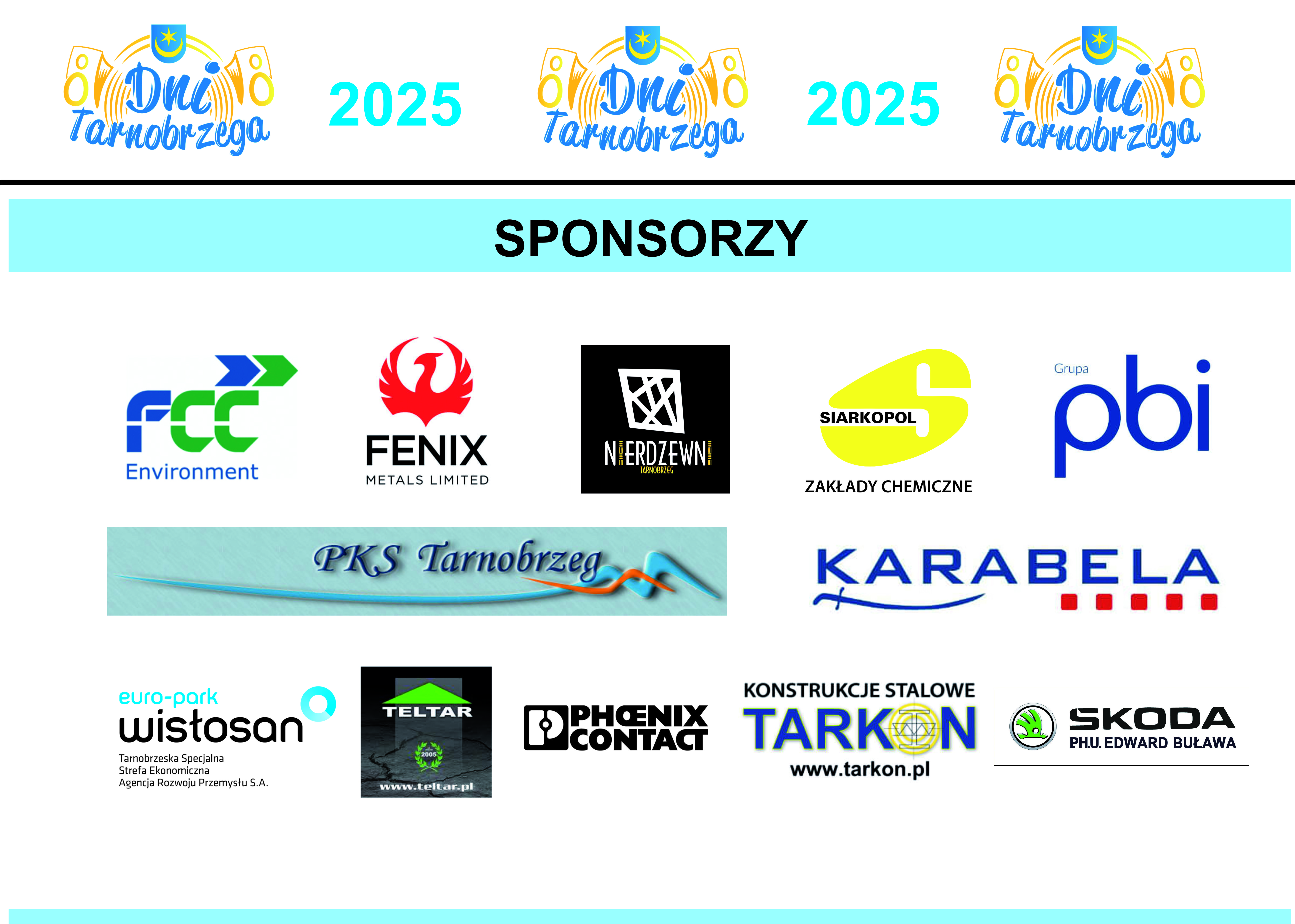 Dni Tarnobrzega 2025 - Podziękowania dla Sponsorów, Partnerów i Patronów Medialnych