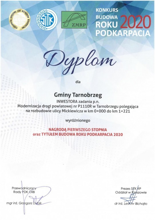 Modernizacja ul. Mickiewicza Budową Roku Podkarpacia 2020!