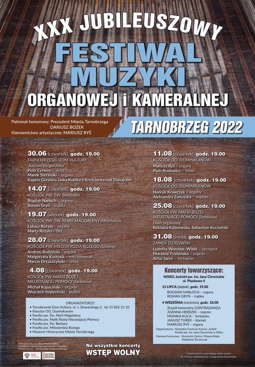 XXX Jubileuszowy Festiwal Muzyki Organowej i Kameralnej