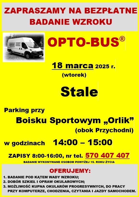 OPTO-BUS bezpłatne badanie wzroku