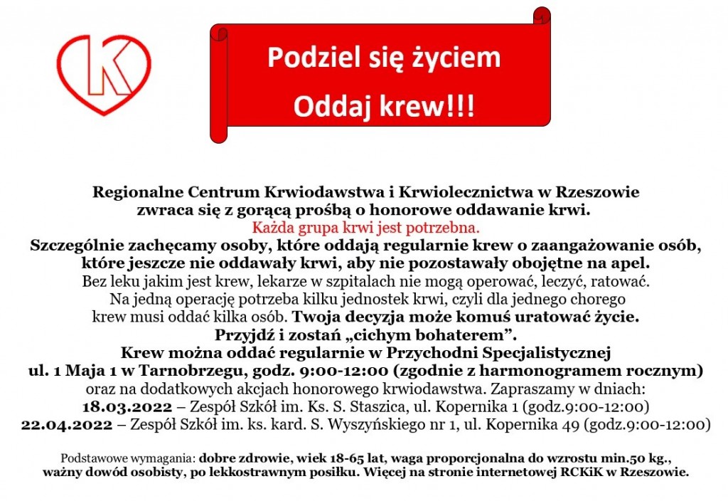 Podziel się życiem. Oddaj krew!