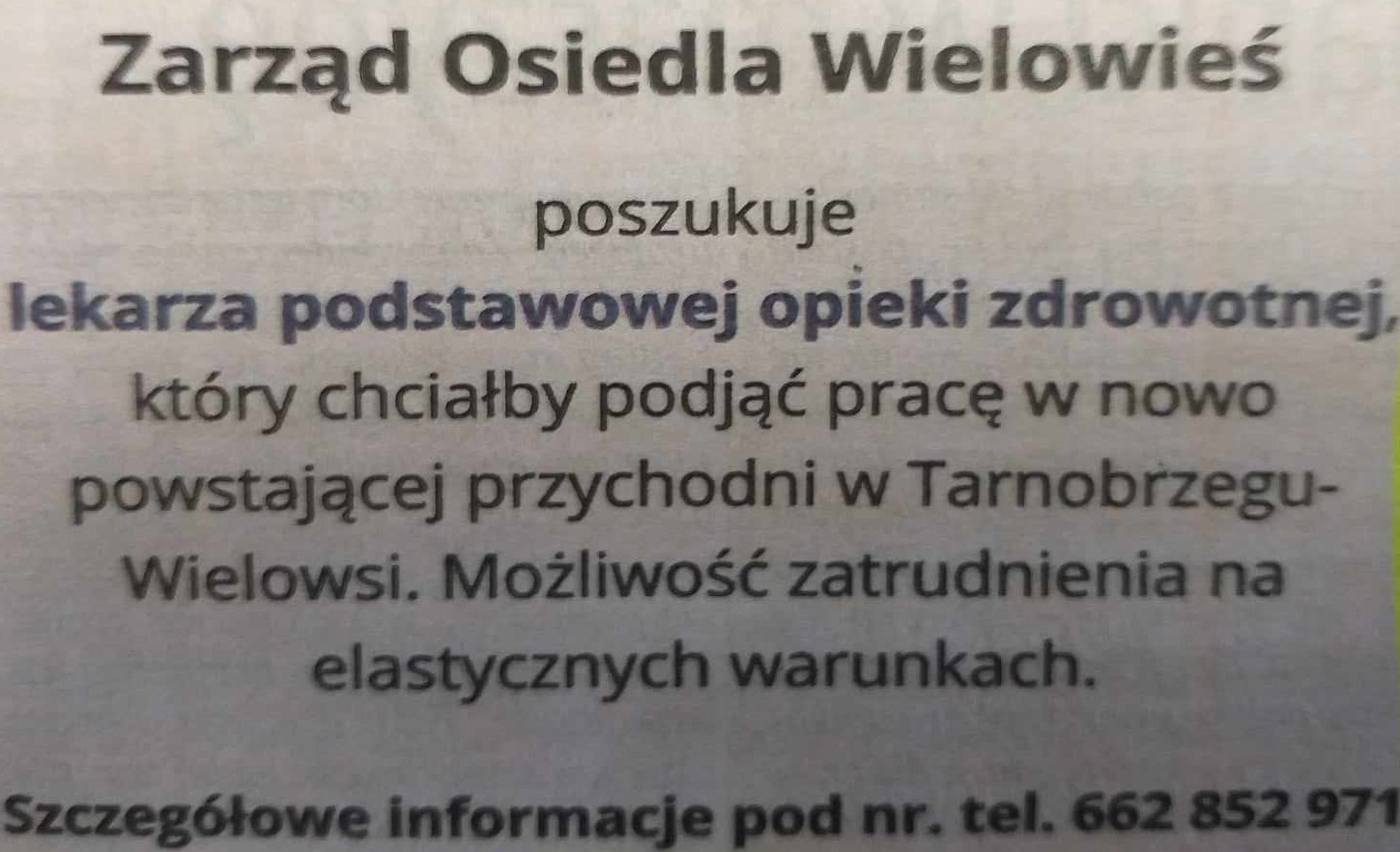 Komunikat dotyczący przychodni w Wielowsi